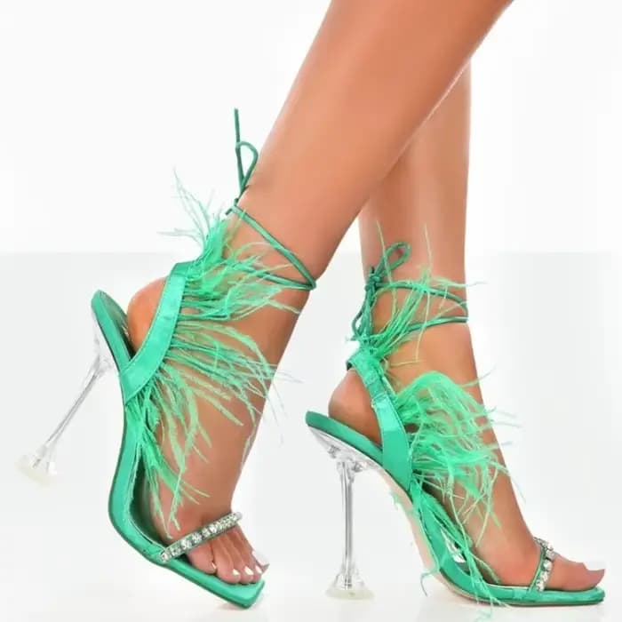 Escarpins d'été pour femmes, chaussures à talons hauts, sandales à bout carré avec talon en cristal, sexy, pour mariage et soirée