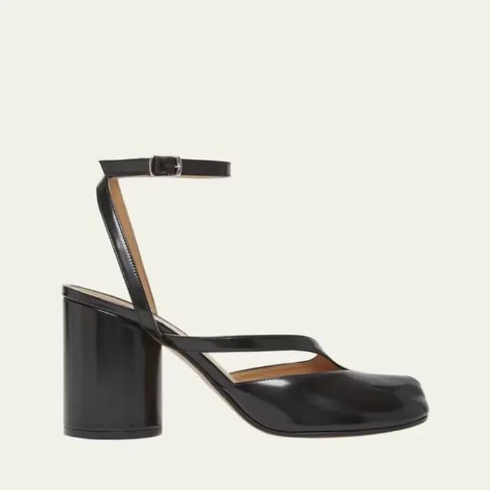Tabi – escarpins d'été en cuir à bout fendu pour femmes noires