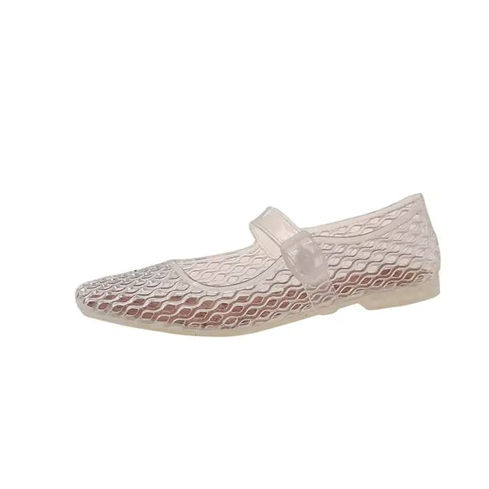 Sandales ajourées pour femme, nouvelle collection été, à la mode, avec boucle à un bouton, respirantes, à semelle plate et bout carré