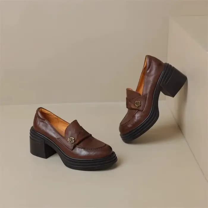 Femmes chaussures à talons hauts 2025 rétro printemps automne Performance casual