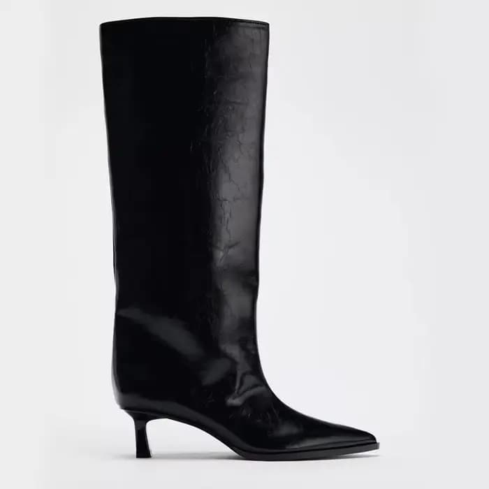 Bla botte large Tube bout pointu talon haut
