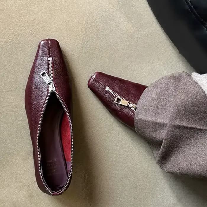 Dilalula 2026 populaire en peau de mouton en cuir fermeture éclair Dec pompes femmes confort talons bas