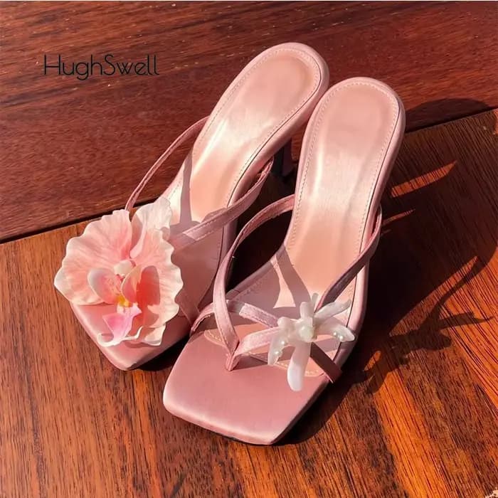Mules de luxe en forme de papillon et d'orchidée pour femme