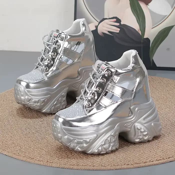 Baskets compensées pour femmes de 12 cm