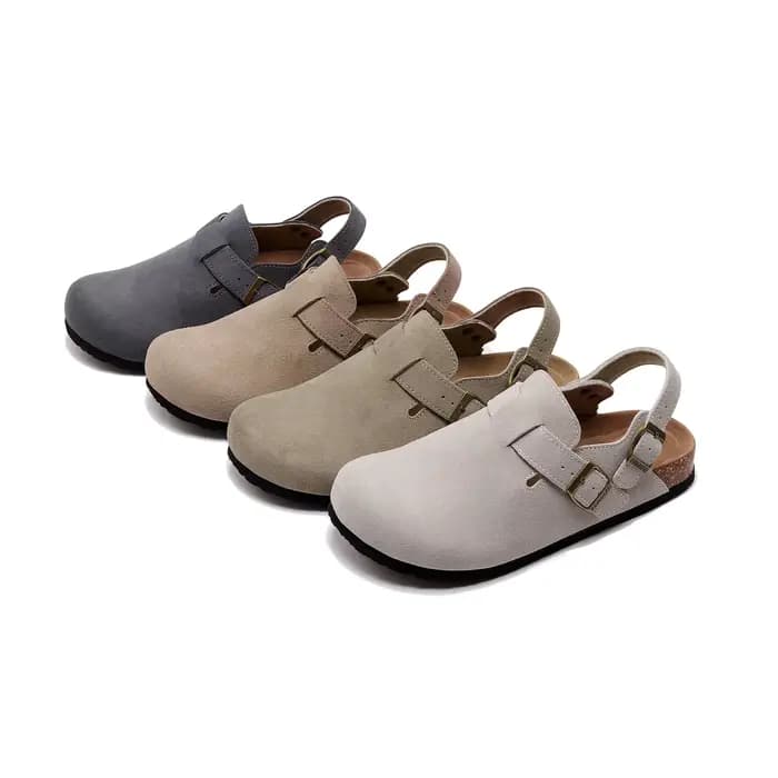Sabots en daim pour femmes – Sandale sabot slingback réglable avec boucle