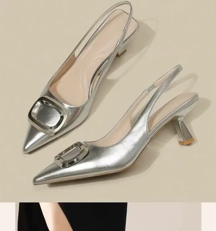 Chaussures Slingback Femme Tendance Printemps Nouveauté Talons Hauts Élégants à Talon Moyen Bout Pointu Sandales Mules à Enfiler