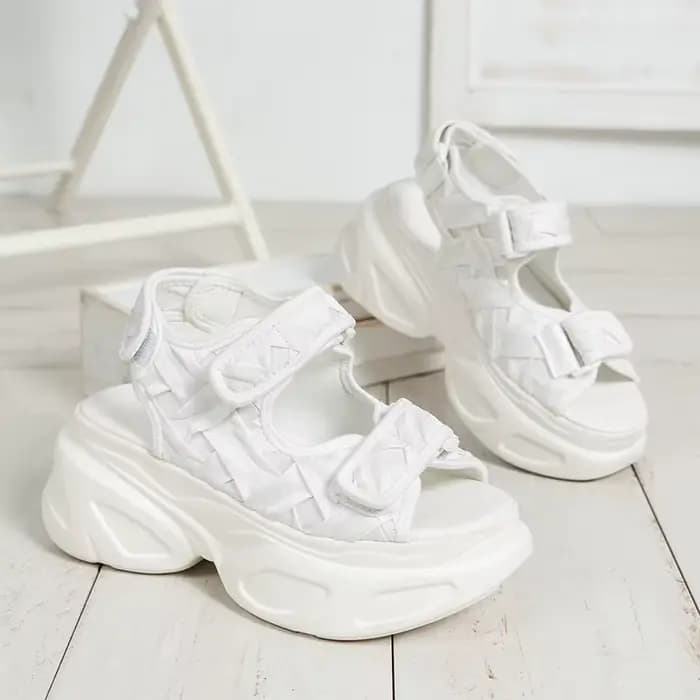 Sandales compensées blanches pour femme à plateforme