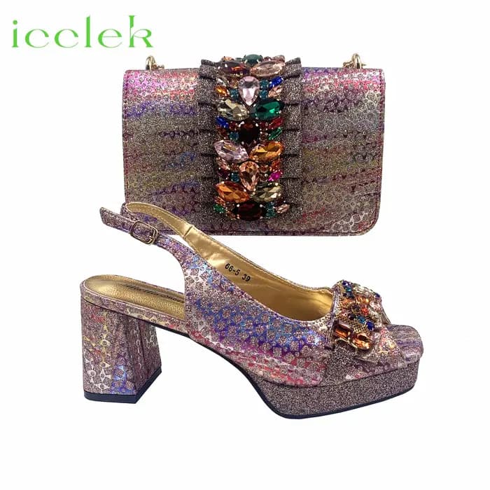 Ensemble élégant de chaussures italiennes et sacs assortis pour femmes