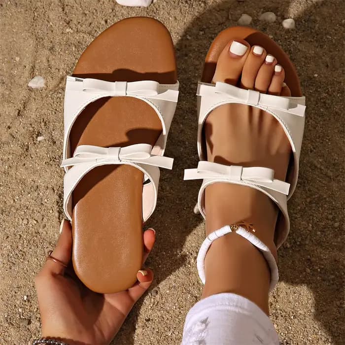 Sandales femme chaussures plates bande mince nœud papillon conception femmes pantoufles 2025 été pieds nus sandale pour dames chaussure de mode