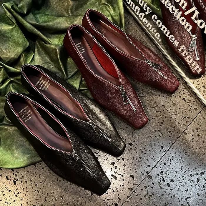 Dilalula 2026 populaire en peau de mouton en cuir fermeture éclair Dec pompes femmes confort talons bas