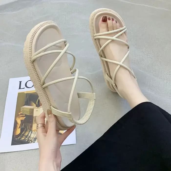 Sandales pour femme plate-forme été 2025 plage chaussures pour femmes chaussures beiges avec talons moyens orthopédiques Style romain quotidien F H Vip