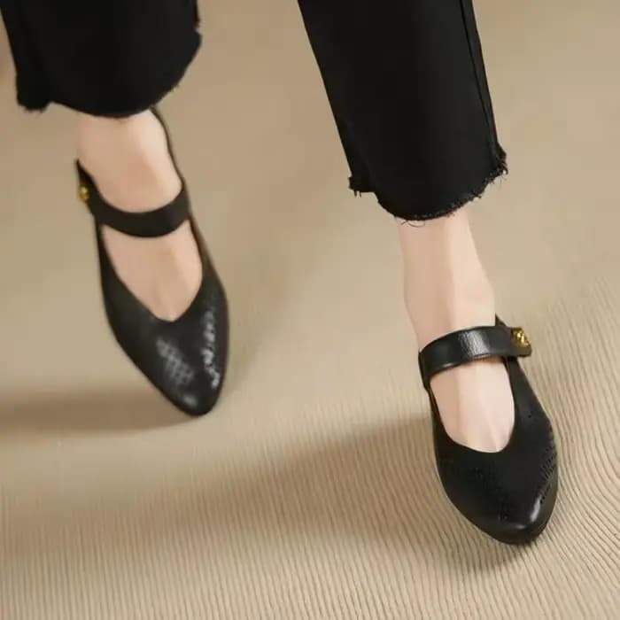 Chaussures Mary Jane à Talon Compensé pour Femme – Cuir Souple Pointe Fine Respirant