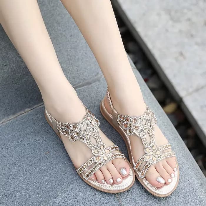 Femmes sandales plates strass