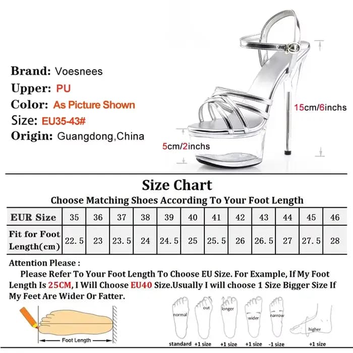 Sandales Stiletto Sexy à boucle étroite de 15CM pour femmes