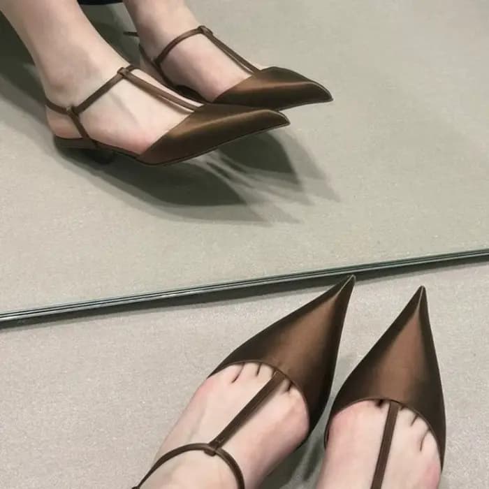 Chaussures de marque pour femmes, sandales Sexy à bout pointu, confortables, à talons bas, tendance, simples, polyvalentes, escarpins de grande taille