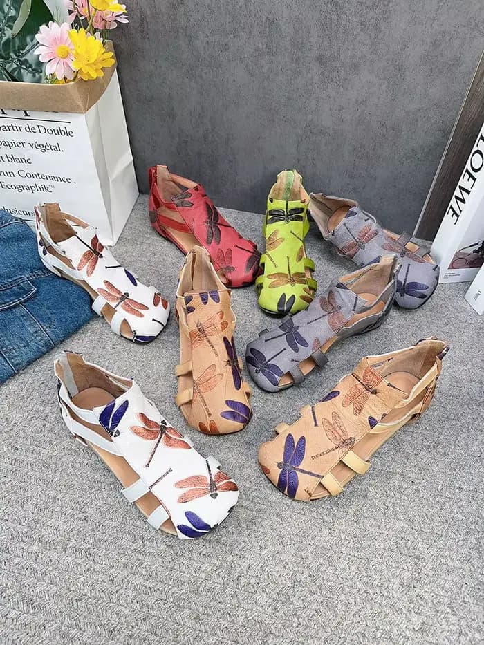 Birkuir évider sandales hautes bottes pour femmes en cuir véritable bout fermé