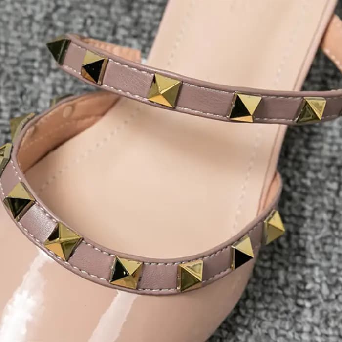 Femmes talons chaussures Promotion clouté concepteur de luxe en cuir verni pantoufles brillant couleurs mélangées sangle couture diapositives bleu rouge 43 42