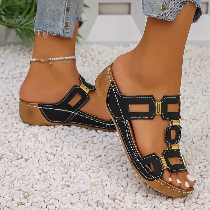 Sandales géométriques tendance pour femmes, chaussures polyvalentes à semelles souples pour un usage quotidien, confortables, légères, décontractées pour l'intérieur et l'extérieur