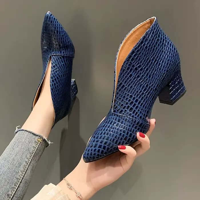FHC nouvelles bottes nues à talons hauts en forme de V pour femmes, chaussures en cuir PU serpent pour femmes, bout pointu, bottines, noir, bleu, livraison directe