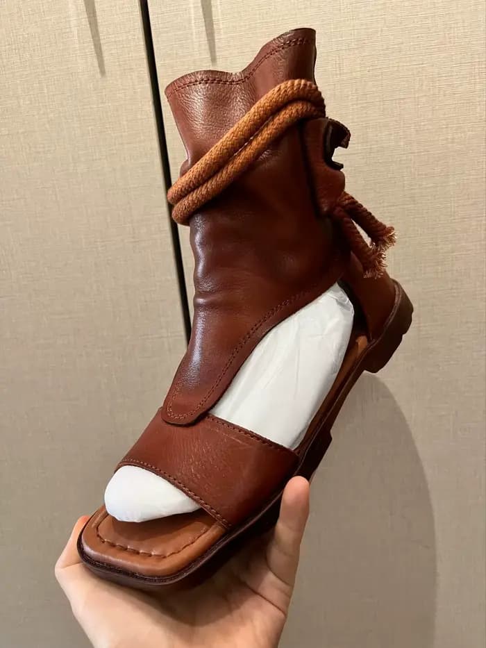 Birkuir-Sandales hautes en cuir véritable pour femmes