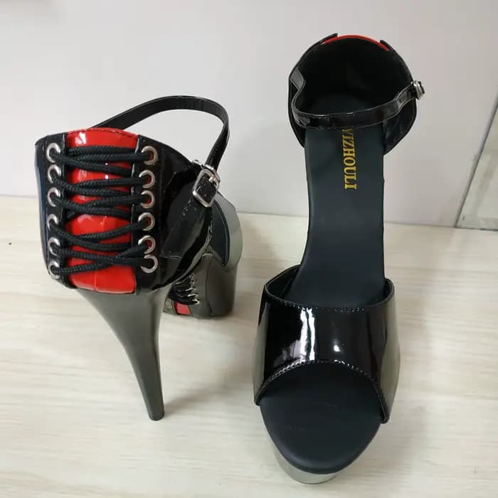 Sandales à Talons Aiguilles et Tête Ronde de 6 Pouces