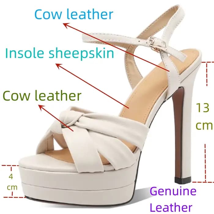 【JOCHEBED HU】 Sandales à plateforme en cuir véritable faites à la main