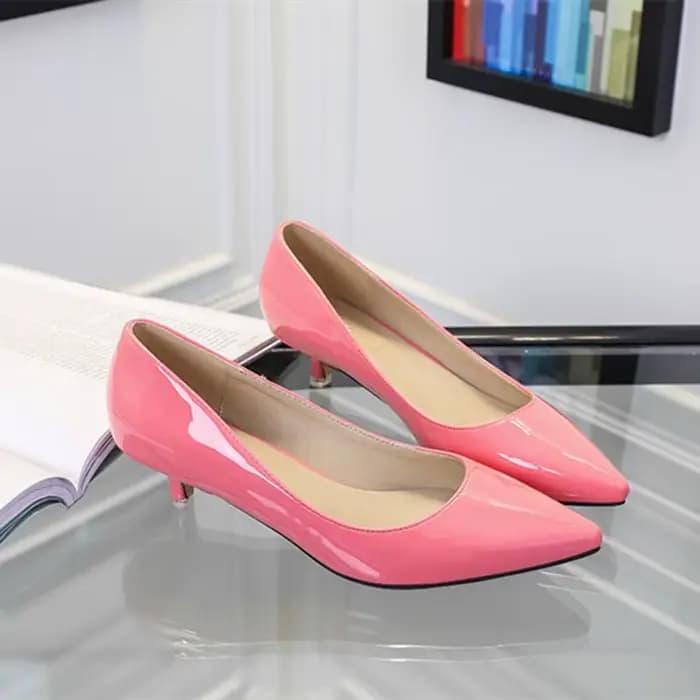 Femme talons bas chaussures élégantes escarpins nulocs 3 cm confortables sans lacet pastèque rouge gris concepteur grande taille Zapatos cuir brillant