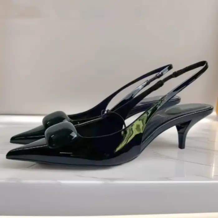 Chaussures de bureau à talons hauts en cuir verni noir pour femmes