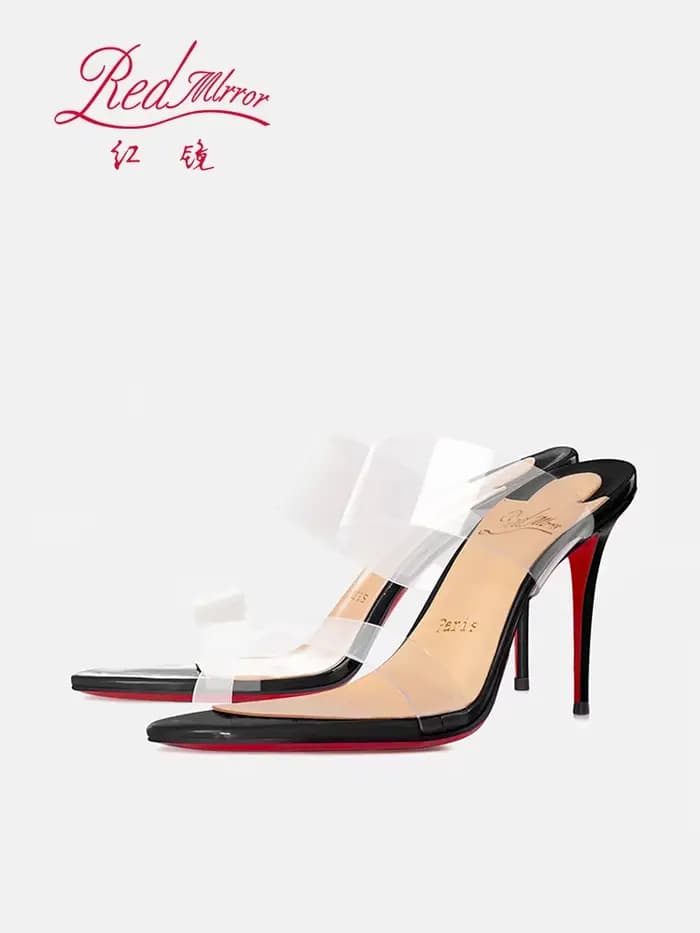 Sandales nues transparentes en cuir véritable