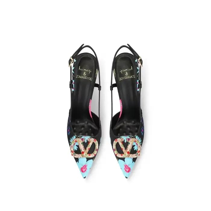 Escarpins élégants noirs à motif floral et bout pointu pour femme – Nouvelle collection automne 2026