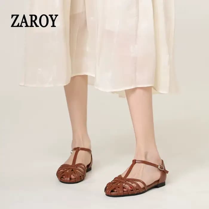 ZAROY femmes sandales été chaussures décontractées t-attaché sangle croisée