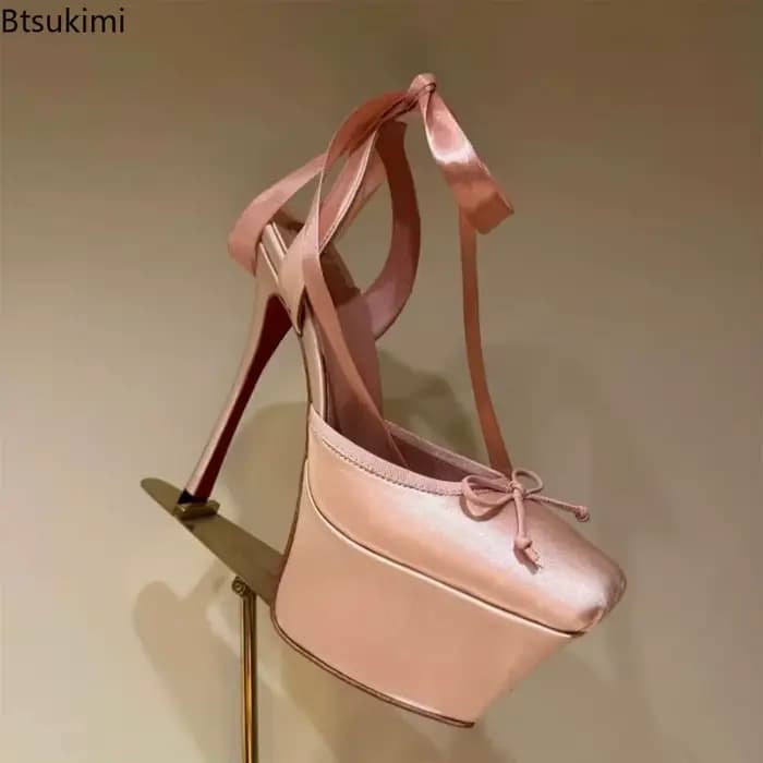 Nouvelles Sandales de Mariage de Luxe pour Femme 2026 à Talons Hauts, Bout Carré, Talons Fins, Plateforme, à Lacets, Plissées, Slingback