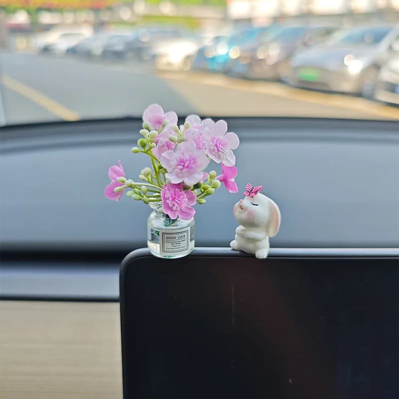 Décoration intérieure de voiture de printemps-Vase de tableau de bord en résine Adorable, Mini Pot d
