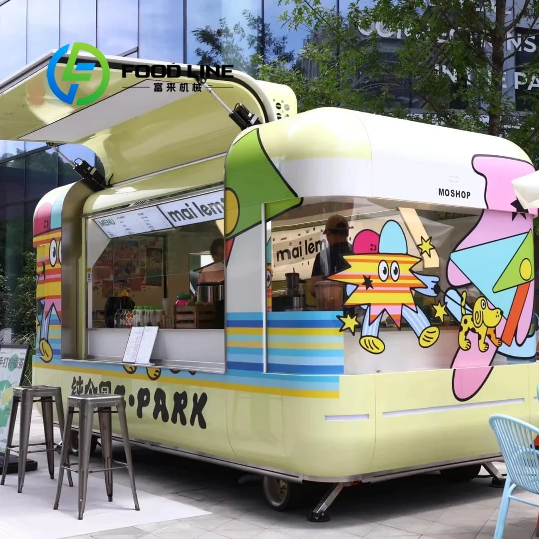 Remorques de cuisine mobiles entièrement équipés, camion de restauration rapide pour Pizza Mobile Re