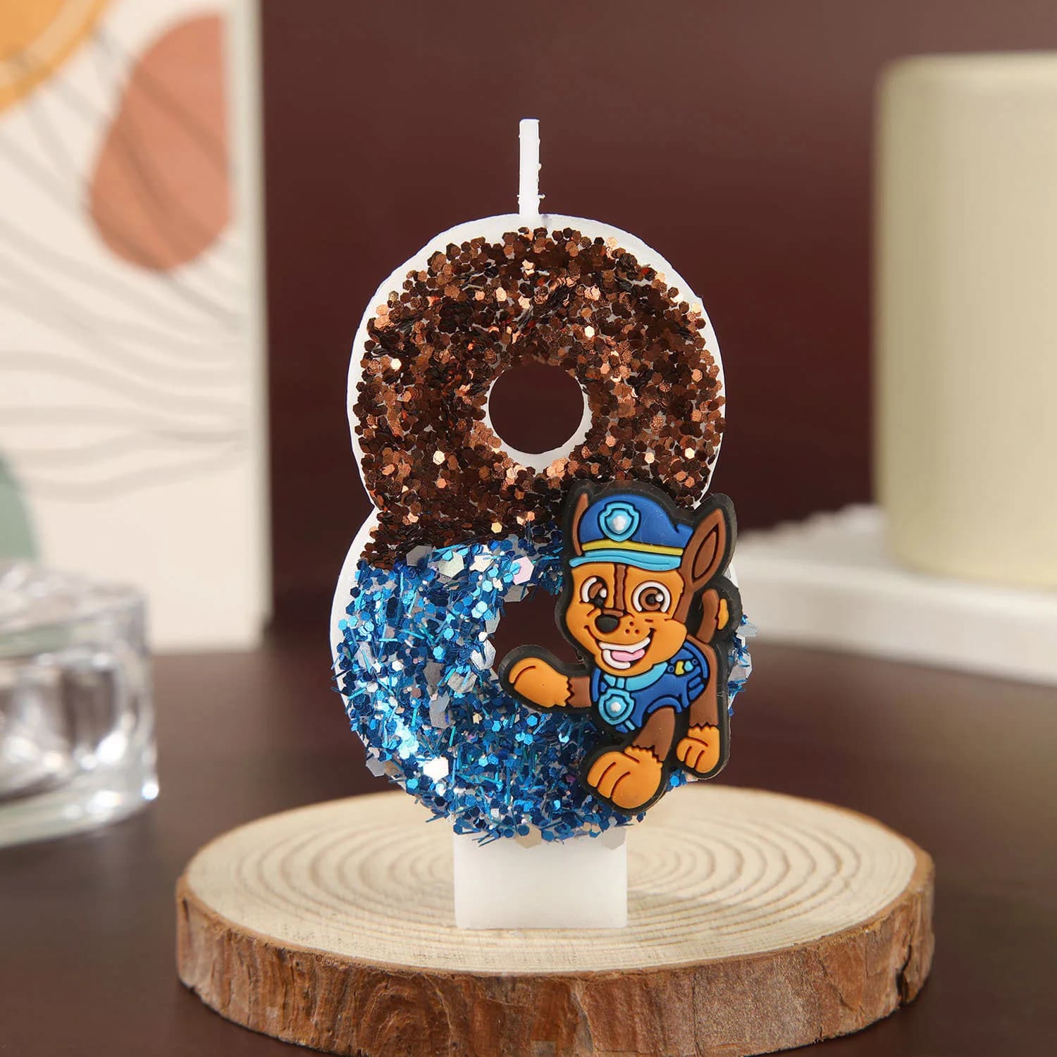 Bougie Chiffres 0-9 Pat'Patrouille Anime, Décoration de Gâteau d'Anniversaire Mignonne avec Personna