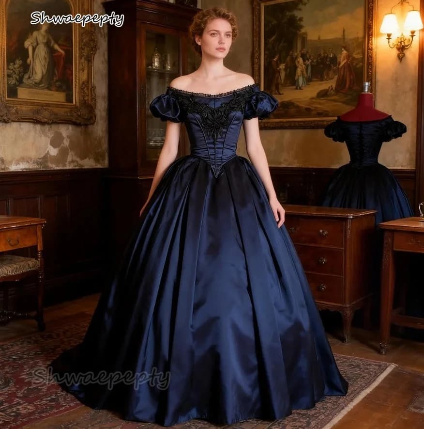 Robe de bal vintage victorienne marine, guerre civile du 18ème siècle, robe Belle du sud, robes de s