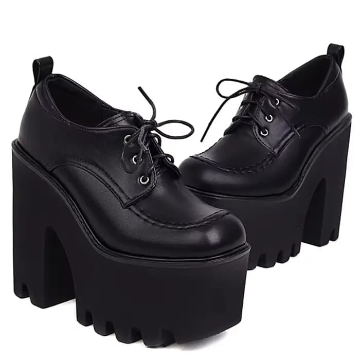 SIMLOVEbalance-Escarpins à plateforme pour femmes, chaussures Parker, gros talons, lacets, caoutchou