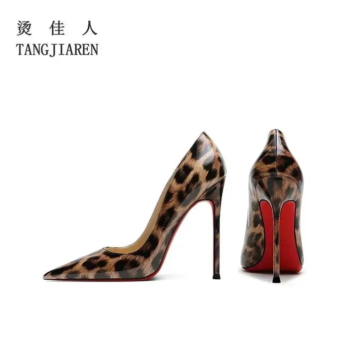 Nouveaux talons hauts imprimés léopard pour femmes, talons fins, style français à bouche peu profond