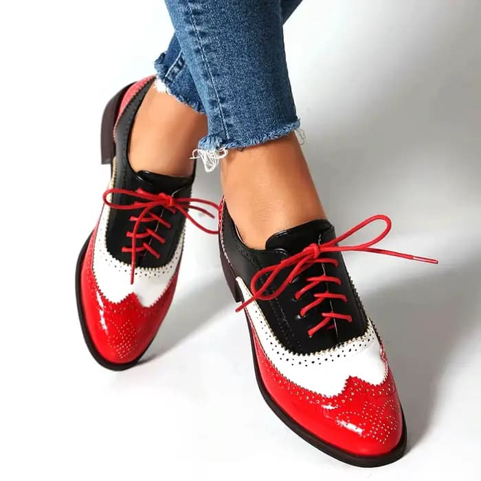 EAGSITY femmes oxford chaussures bout pointu richelieu chaussures talon carré loisirs de plein air s