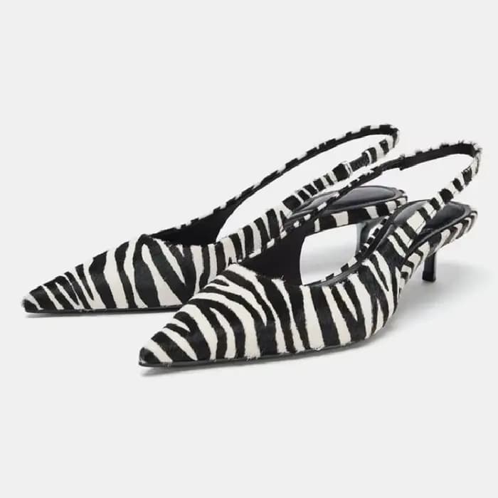 Escarpins à talons chaton pour femmes, nouveauté, Design imprimé zèbre, Sexy, bout pointu, talons ha