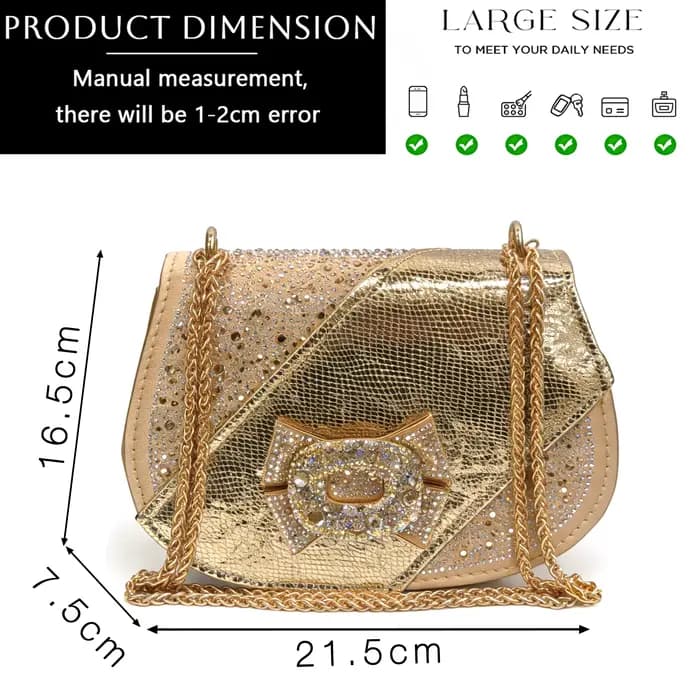 Ensemble talons hauts et sac à main Nigeria Design, couleur or, strass tendance, élégant et sexy