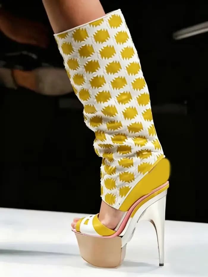 Sandales à plateforme en patchwork effet crocodile, sexy, à bout pointu, couleurs mélangées, accepte