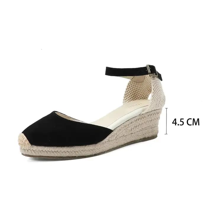 Espadrilles Wedge Flatform Sandales pour femmes Sandales en cuir suédé de vache véritable