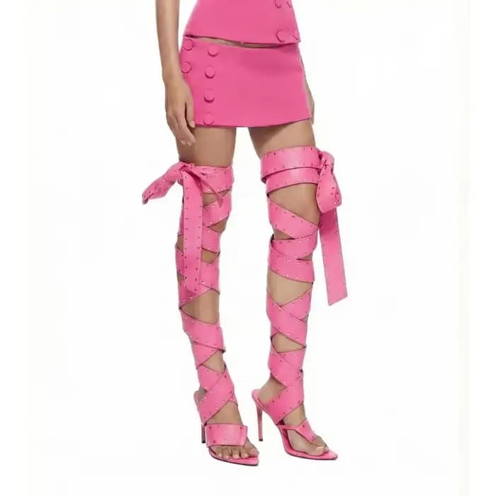 Sandales à talons hauts à boucle et à bout ouvert pour femmes, style européen et américain, tendance