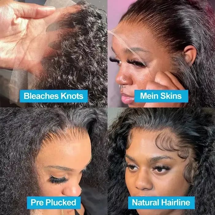 Perruque Deep Wave Lace Front Wig Remy Naturelle, Cheveux Bouclés, 13x6, 13x4, 30 Pouces, HD, pour F