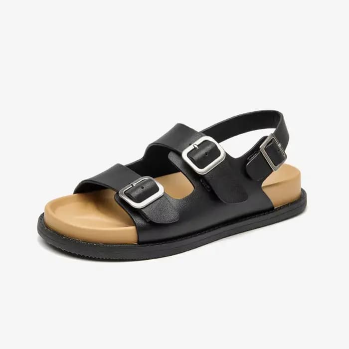 BEAUTODAY-Sandales de plage en cuir synthétique pour femmes, chaussures d'été décontractées faites à