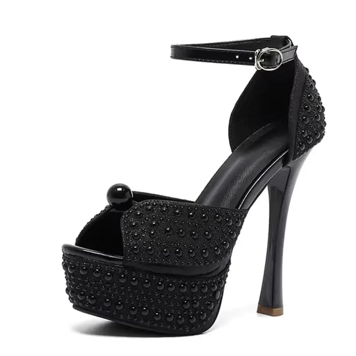 Sandales à plateforme à talons hauts sexy noir et blanc Liyke, chaussures de mariage et de bal pour