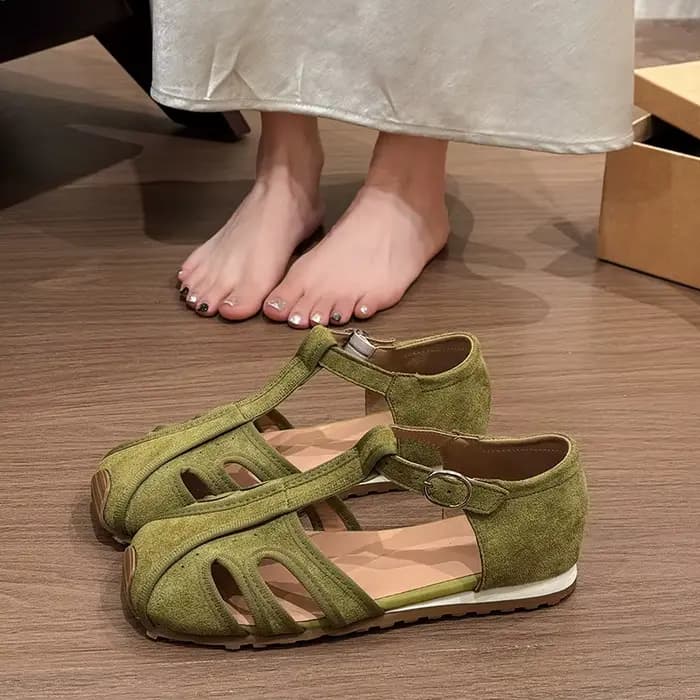 Sandales romaines rétro à bout ouvert pour femmes, nouveau style été 2026, chaussures plates confort