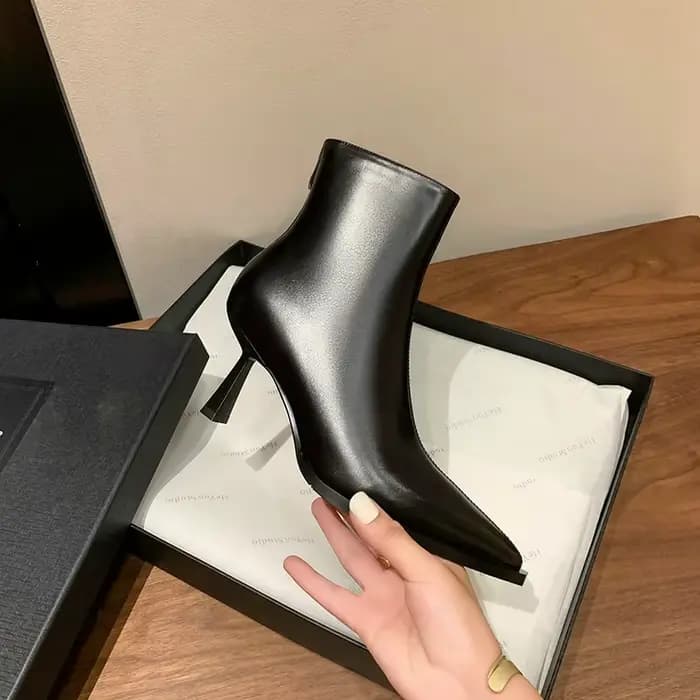 QUTAA 2026 mode femmes bottines en cuir de vache automne hiver bottes fermeture éclair talons hauts
