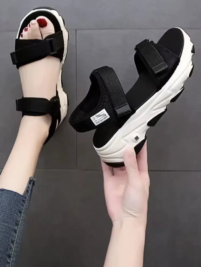 Sandales à plateforme coordonnantes pour femmes, chaussures de plage, mode décontractée, nouvelle co